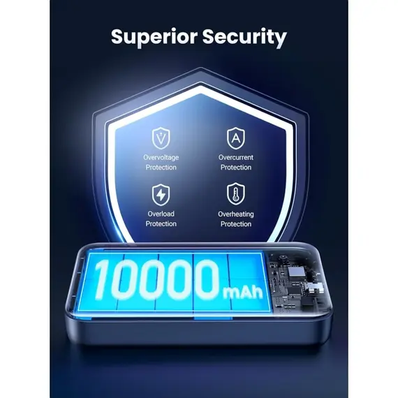 პორტატული დამტენი UGREEN PB561 (25919), 10000mAh, Type-C, Magnetic Power Bank, Grey , 6 image - Primestore.ge