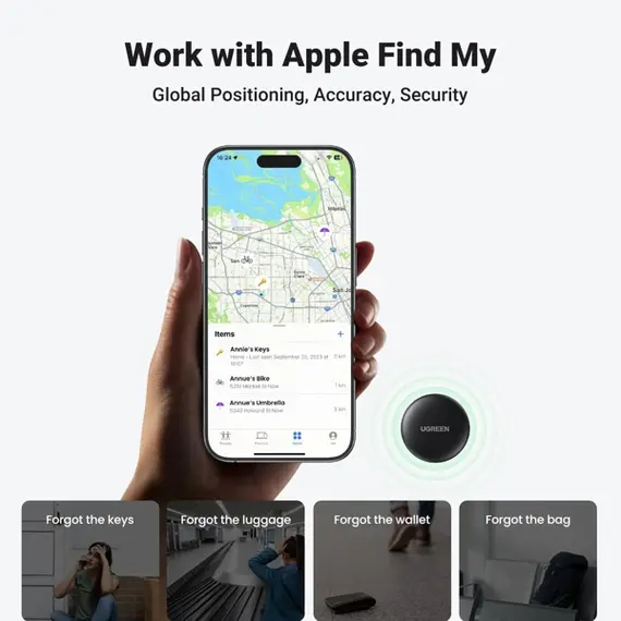 Bluetooth tracker UGREEN CM520 (60387), Apple Certified, Smart Bluetooth Finder, Black, 5 image