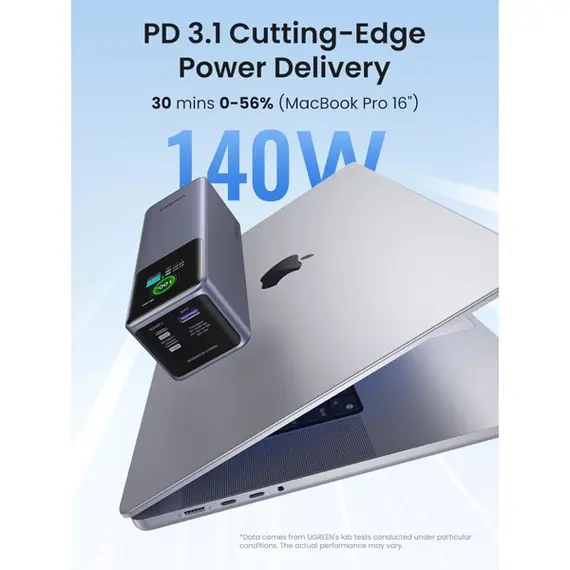 პორტატული დამტენი UGREEN PB722 (35525B) Nexode with Smart Digital Display, 25000mAh, Type-C, USB, Power Bank, Grey , 5 image - Primestore.ge