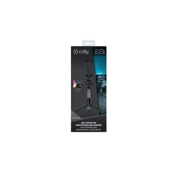 მობილურის სამაგრი Celly Click Pro Universal Tripod Extendable Portable Stand with 360° Rotation, Black , 4 image - Primestore.ge