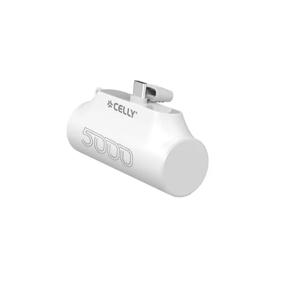 Portable Charger Celly USB-C Power Bank (5000mAh) White