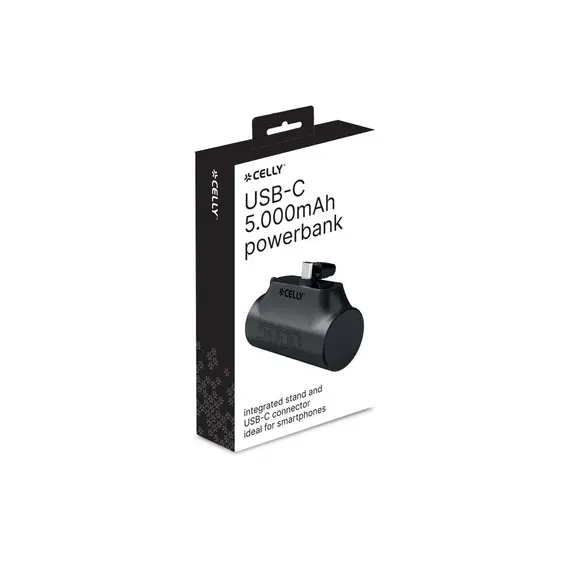 პორტატული დამტენი Celly USB-C Power Bank (5000mAh) Black , 2 image - Primestore.ge