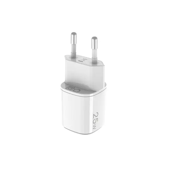 ადაპტერი Celly 25W 1xUSB-C, USB-A GaN Wall Charger White  - Primestore.ge