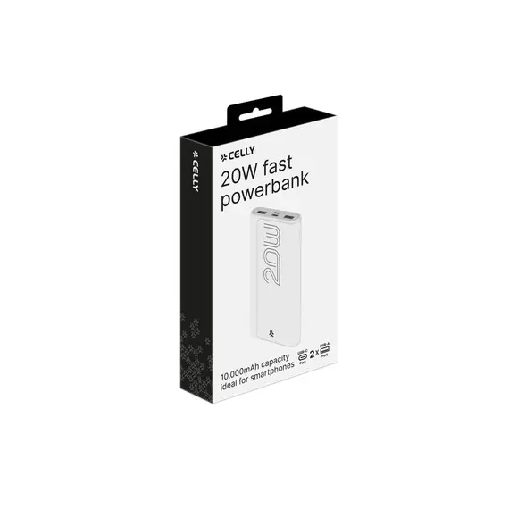 პორტატული დამტენი Celly 20W PD Power Bank (10000mAh) White , 2 image - Primestore.ge
