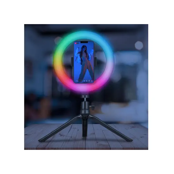 მობილურის სამაგრი Celly ClickPro Portable Tripod+Flash Light RGB Black - Primestore.ge