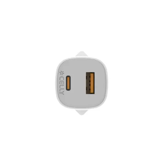 ადაპტერი Celly 25W 1xUSB-C, USB-A GaN Wall Charger White , 3 image - Primestore.ge