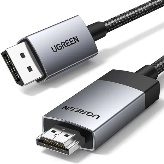 ვიდეო კაბელი UGREEN DP119 (15774), 4K, DisplayPort to HDMI, 2m, Grey/Black  - Primestore.ge