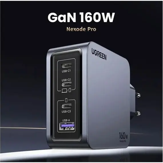 მობილურის დამტენი UGREEN X763 (25877) Nexode Pro, 160W, Type-C, USB, Grey , 6 image - Primestore.ge
