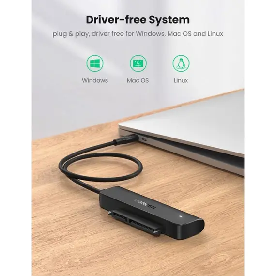 Type-C ადაპტერი UGREEN CM321 (70610), Type-C 3.0 to 2.5-Inch SATA Converter, 50cm, Black , 5 image - Primestore.ge