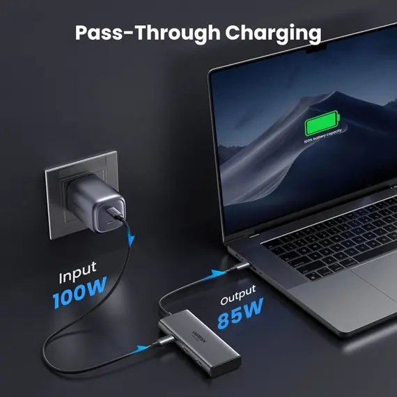 USB-C Hub UGREEN CM498 (15852) Revodok 206, 2 x HDMI, USB, Type-C, HUB, Grey, 9 image