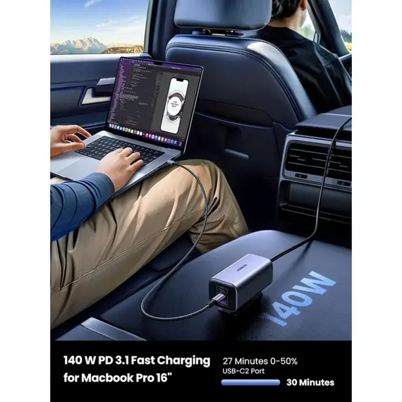 მანქანის დამტენი UGREEN EC706 (35571), 150W, Type-C, USB, Car Charger, Grey , 6 image - Primestore.ge