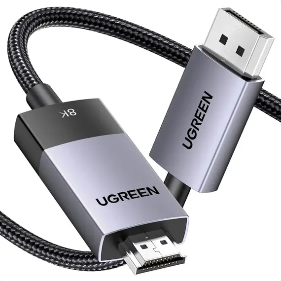 ვიდეო კაბელი UGREEN DP115 (80397), 8K, DisplayPort to HDMI, 2m, Grey , 3 image - Primestore.ge