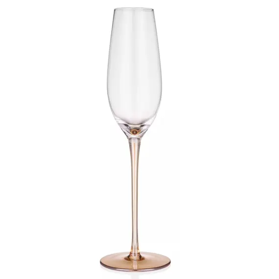 ჭიქების ნაკრები Ardesto AR2621G Black Mars Amber, 210ml, 2pcs, Champagne Glasses Set, Transparent/Golden , 2 image - Primestore.ge