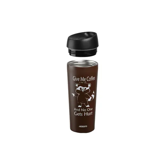 თერმოსი Ardesto Travel mug Coffee time Raccoon 450 ml , 2 image - Primestore.ge