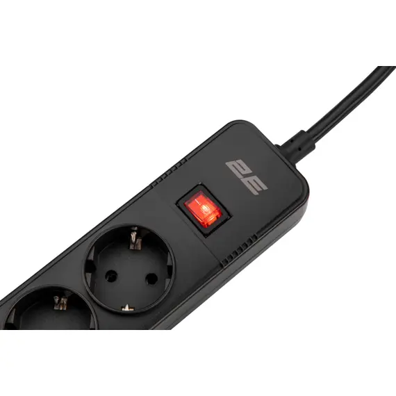 Power Strip 2E 2E-SP515M2USBBK, 5 Socket, 3xUSB-A, 2m, Power Strip With Surge Protector, Black, 4 image