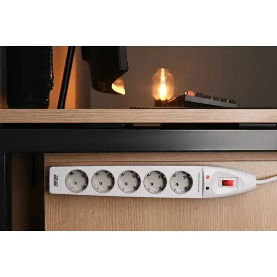 დენის გამანაწილებელი 2Е 2E-SP515M2WH, 5 Socket, 2m, Power Strip With Surge Protector, White , 3 image - Primestore.ge