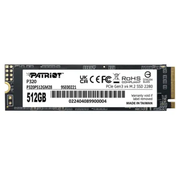 მყარი დისკი Patriot P320 512GB SSD M.2 2280 PCIe Gen 3.0 x4 NVMe - P320P512GM28  - Primestore.ge
