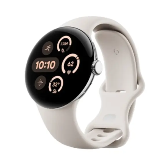 სმარტ საათი Google Pixel Watch 3 45mm Wi-Fi Polished Silver Aluminum Case with Porcelain Active Band  - Primestore.ge