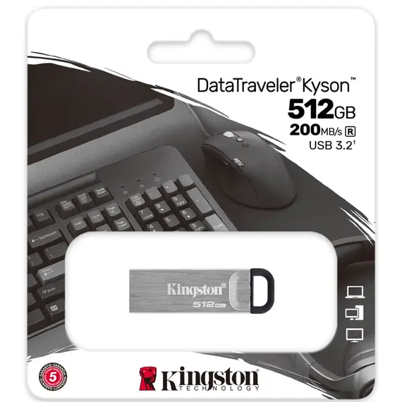 USB ფლეშ მეხსიერება Kingston DTKN/512GB, 512GB, USB 3.2, Silver , 3 image - Primestore.ge