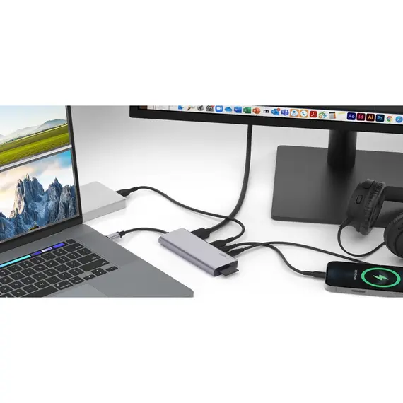 USB-C ჰაბი Belkin AVC009BTSGY, USB-C, HDMI, MicroSD, USB-A, 3.5mm, Hub, Silver , 4 image - Primestore.ge
