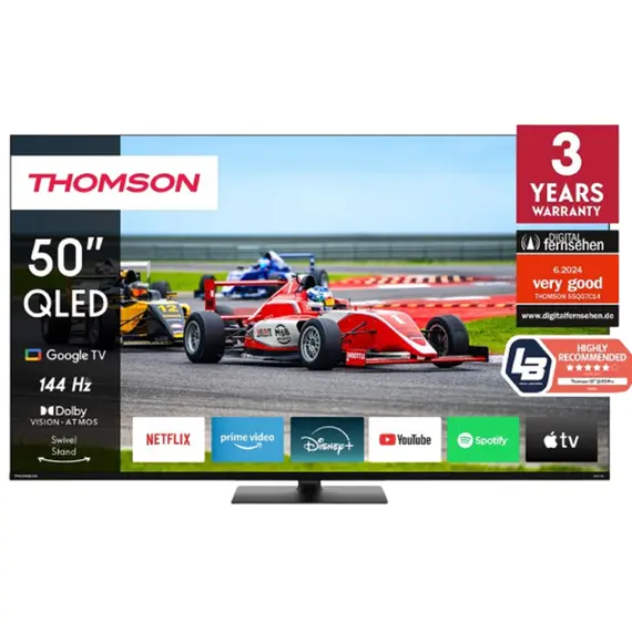 ტელევიზორი Thomson 50QG7C14 QLED Pro, 50", 4K UHD, Smart TV, HDMI, USB, LAN, WIFI, BT, Black  - Primestore.ge
