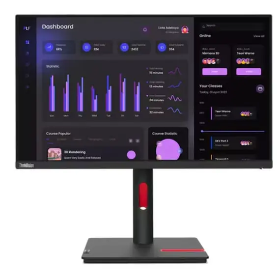 მონიტორი Lenovo 23.8'' ThinkVision T24i-30 (63CFMATXEU) - Black  - Primestore.ge