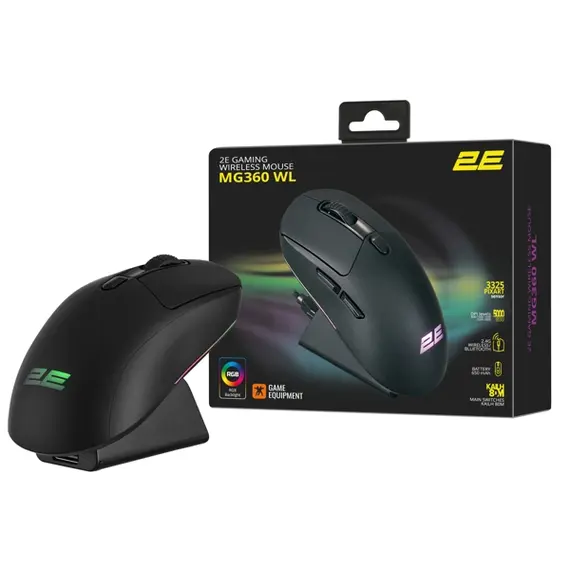მაუსი 2E 2E-MG360UB-WL, Wireless, RGB , 2.4G, Bluetooth, USB, Gaming Mouse, Black , 4 image - Primestore.ge
