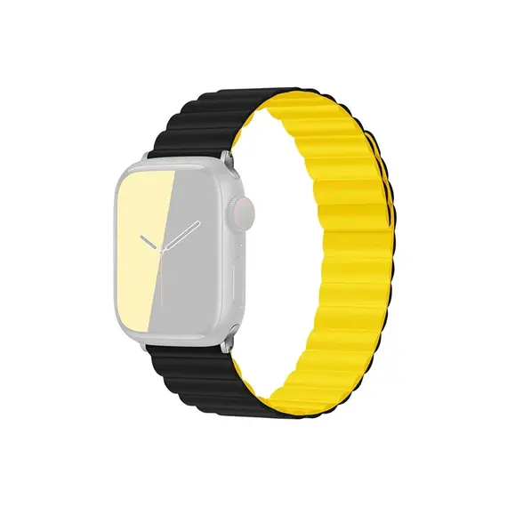 სმარტ საათის სამაჯური TVC KALEBOL Magnetic Watch Band for Apple Watch Series 10 9 8 7 SE 6 5 4 3 2 1 42mm 41mm 40mm 38mm Silicone Adjustable Strap - Black Yellow , 2 image - Primestore.ge