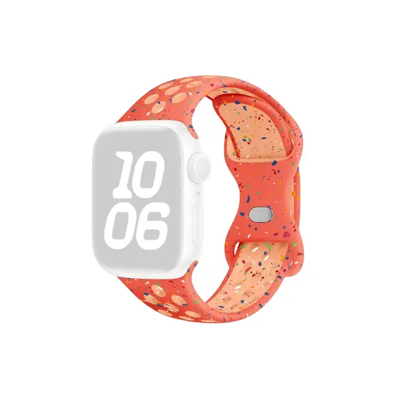 სმარტ საათის სამაჯური TVC KALEBOL Color Dots Silicone Strap for Apple Watch Series 10 9 8 7 SE 6 5 4 3 2 1 42mm 41mm 40mm 38mm Butterfly Buckle Band - Orange , 2 image - Primestore.ge