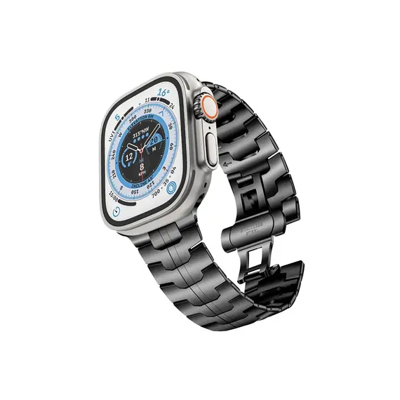 სმარტ საათის სამაჯური TVC Watch Strap for Apple Watch 10 46mm / Ultra 2 / Ultra 49mm / 9 8 7 45mm / SE (2023) SE (2022) SE 6 5 4 44mm / 3 2 1 42mm Stainless Steel Band - Black , 2 image - Primestore.ge