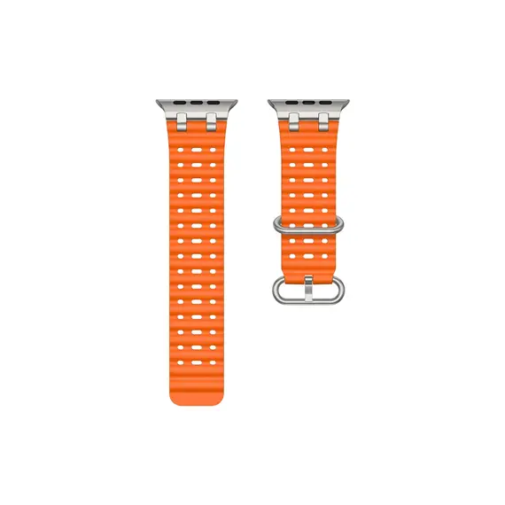 სმარტ საათის სამაჯური TVC Ocean Watch Strap for Apple Watch Series 10 Ultra 9 8 7 SE 6 5 4 3 2 1 46mm 49mm 45mm 44mm 42mm Silicone Band - Orange+Silver Buckle , 3 image - Primestore.ge