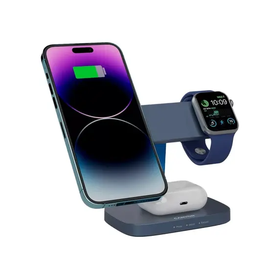 პორტატული დამტენი CANYON wireless charger HEXAGON WCS-310 3in1DarkGrey/Blue , 6 image - Primestore.ge