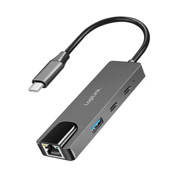 ადაპტერი Logilink UA0432 USB 3.2 Hub 3-port with 2.5G Gigabit Ethernet Adapter Space Grey  - Primestore.ge