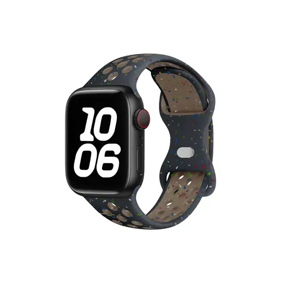 სმარტ საათის სამაჯური TVC KALEBOL Color Dots Silicone Strap for Apple Watch Series 10 9 8 7 SE 6 5 4 3 2 1 42mm 41mm 40mm 38mm Butterfly Buckle Band - Black  - Primestore.ge