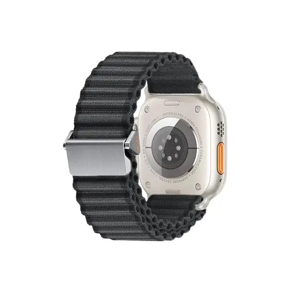 სმარტ საათის სამაჯური TVC Apple Watch Series 10 42mm / 9 8 7 41mm / SE (2023) SE (2022) SE 6 5 4 40mm / 3 2 1 38mm Wavy Texture Nylon Strap - Black  - Primestore.ge
