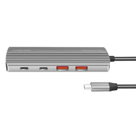 ადაპტერი Logilink UA0413 Ultra-Slim USB 3.2 Gen2 Hub 2xUSB-A/2xUSB-C PD 100W Sspace Grey , 2 image - Primestore.ge