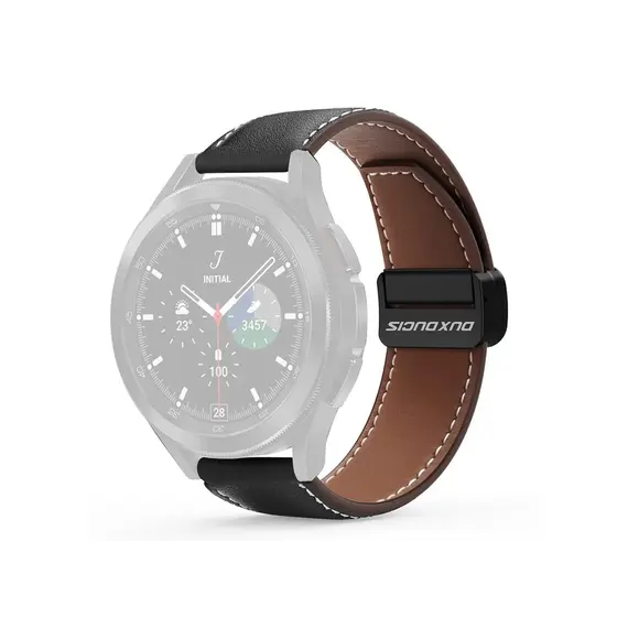 სმარტ საათის სამაჯური DUX DUCIS YA Series 43mm Genuine Cow Leather Strap 20mm Watch Band - Black , 2 image - Primestore.ge