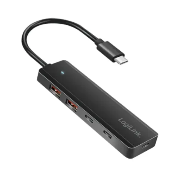 ადაპტერი Logilink UA0412 Ultra-slim USB-C Hub 4-ports 2xUSB3.2/2xUSB-C Black , 2 image - Primestore.ge