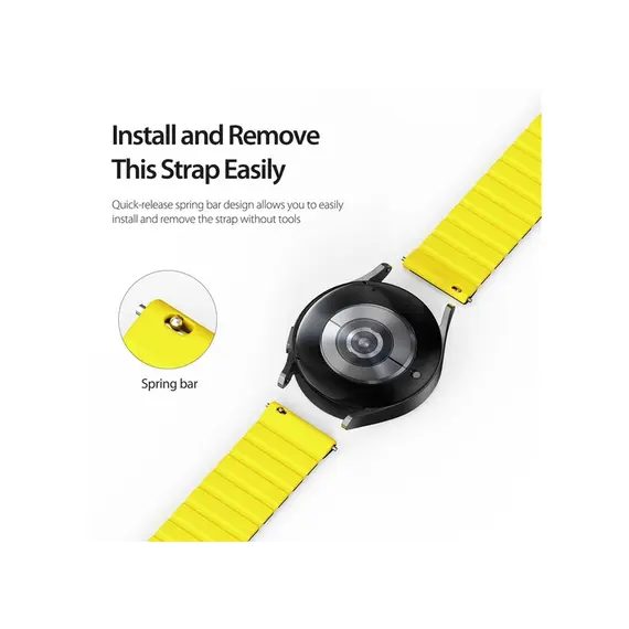 სმარტ საათის სამაჯური DUX DUCIS YA Series 43mm Genuine Cow Leather Strap 20mm Watch Band - Black+Yellow , 3 image - Primestore.ge
