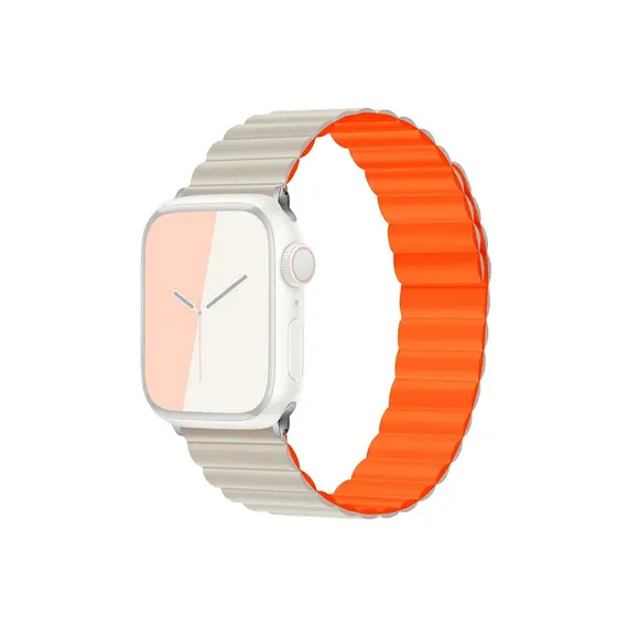 სმარტ საათის სამაჯური TVC KALEBOL Magnetic Watch Band for Apple Watch Series 10 9 8 7 SE 6 5 4 3 2 1 42mm 41mm 40mm 38mm Silicone Adjustable Strap - Starlight Orange , 2 image - Primestore.ge