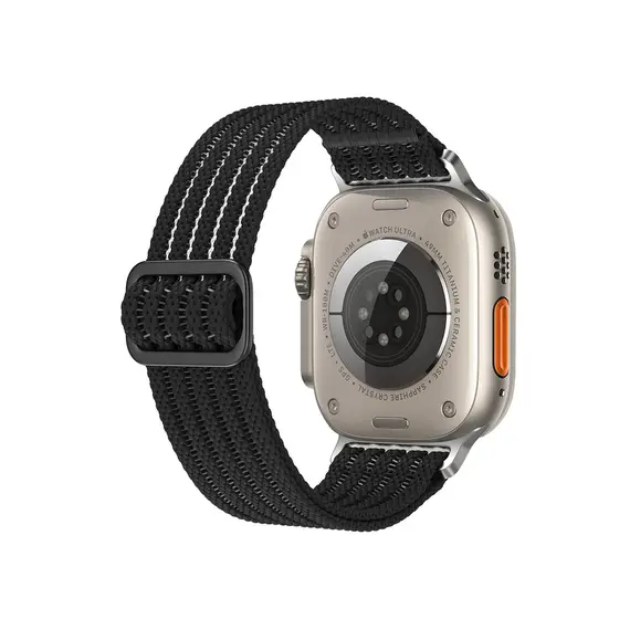 სმარტ საათის სამაჯური TVC Breathable Nylon Strap for Apple Watch 10 46mm / Ultra 2 / Ultra 49mm / 9 8 7 45mm / SE (2023) SE (2022) SE 6 5 4 44mm / 3 2 1 42mm Wrist Band - Black  - Primestore.ge