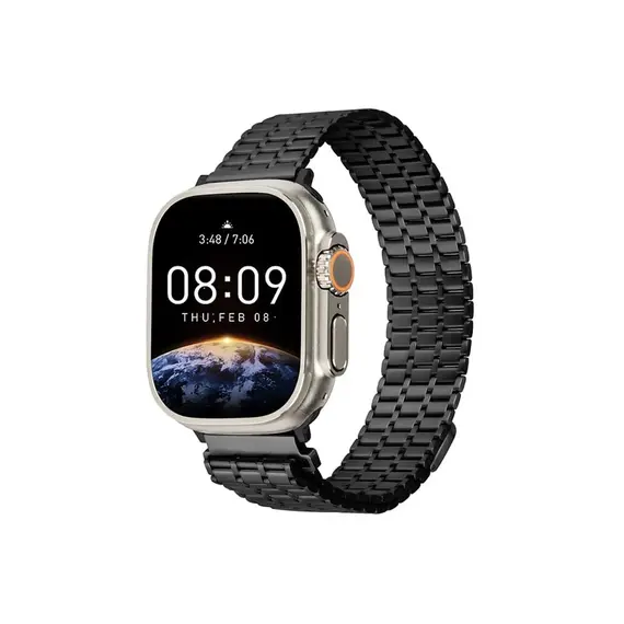 სმარტ საათის სამაჯური TVC LEMONDA Magnetic Strap For Apple Watch Series 10 Ultra 9 8 7 SE 6 5 4 3 2 1 46mm 49mm 45mm 44mm 42mm Metal Watch Band - Black  - Primestore.ge