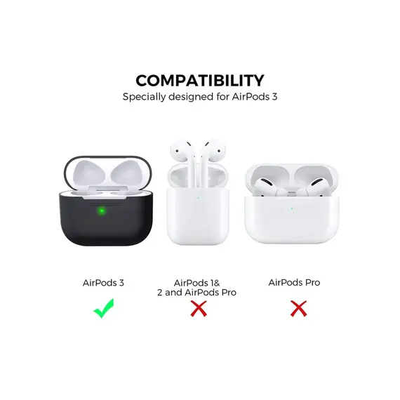 ყურსასმენის ქეისი Silicone Case For AirPods 3 - Black , 2 image - Primestore.ge