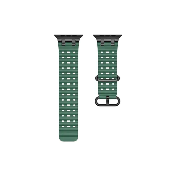 სმარტ საათის სამაჯური TVC Ocean Watch Strap for Apple Watch Series 10 Ultra 9 8 7 SE 6 5 4 3 2 1 46mm 49mm 45mm 44mm 42mm Silicone Band - Green+Black Buckle , 4 image - Primestore.ge