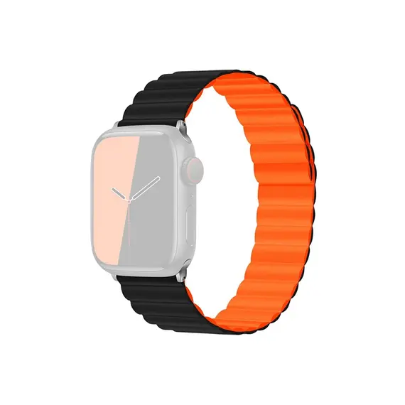 სმარტ საათის სამაჯური TVC KALEBOL Magnetic Watch Band for Apple Watch Series 10 9 8 7 SE 6 5 4 3 2 1 42mm 41mm 40mm 38mm Silicone Adjustable Strap - Black Orange , 2 image - Primestore.ge