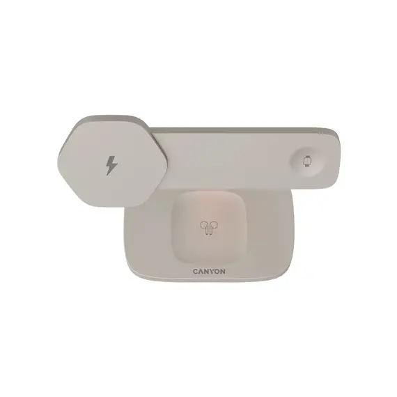 პორტატული დამტენი CANYON wireless charger HEXAGON WCS-310 3in1 LightGrey/Orange , 3 image - Primestore.ge