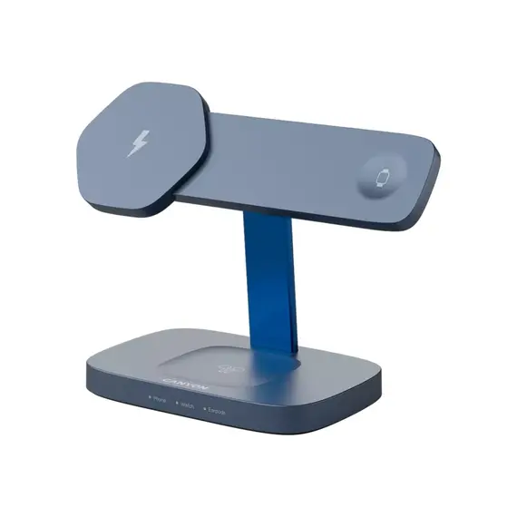 პორტატული დამტენი CANYON wireless charger HEXAGON WCS-310 3in1DarkGrey/Blue , 2 image - Primestore.ge