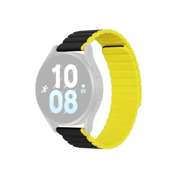 სმარტ საათის სამაჯური DUX DUCIS YA Series 43mm Genuine Cow Leather Strap 20mm Watch Band - Black+Yellow  - Primestore.ge