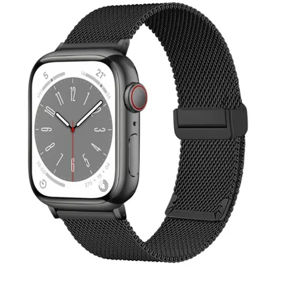 სმარტ საათის სამაჯური TVC KALEBOL Magnetic Buckle Watch Band for Apple Watch Series 10 9 8 7 SE 6 5 4 3 2 1 42mm 41mm 40mm 38mm Stainless Steel Strap - Black  - Primestore.ge