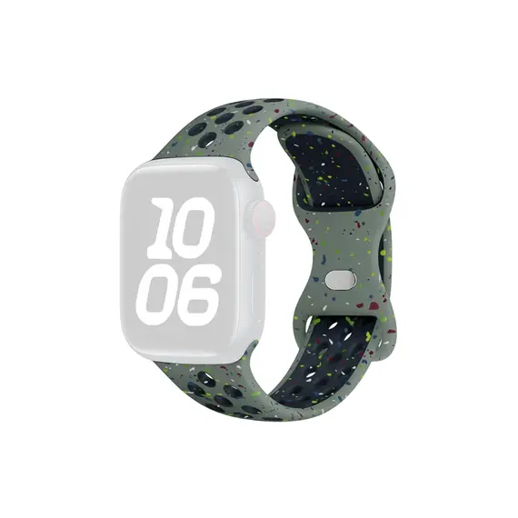 სმარტ საათის სამაჯური TVC KALEBOL Color Dots Silicone Strap for Apple Watch Series 10 9 8 7 SE 6 5 4 3 2 1 42mm 41mm 40mm 38mm Butterfly Buckle Band - Army Green , 2 image - Primestore.ge